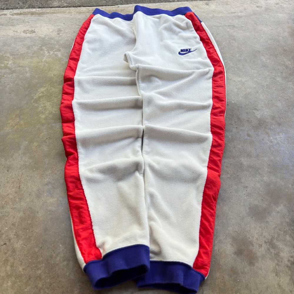 Vintage 90s Nike Fleece Baggy Pants Y2K Gorpcore Joggers White Large h4